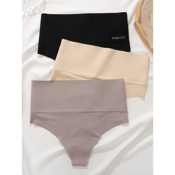 BNWT FineToo 3 Pack Tummy Control Seamless Thong - Multi Sizes - Picture 1 of 16